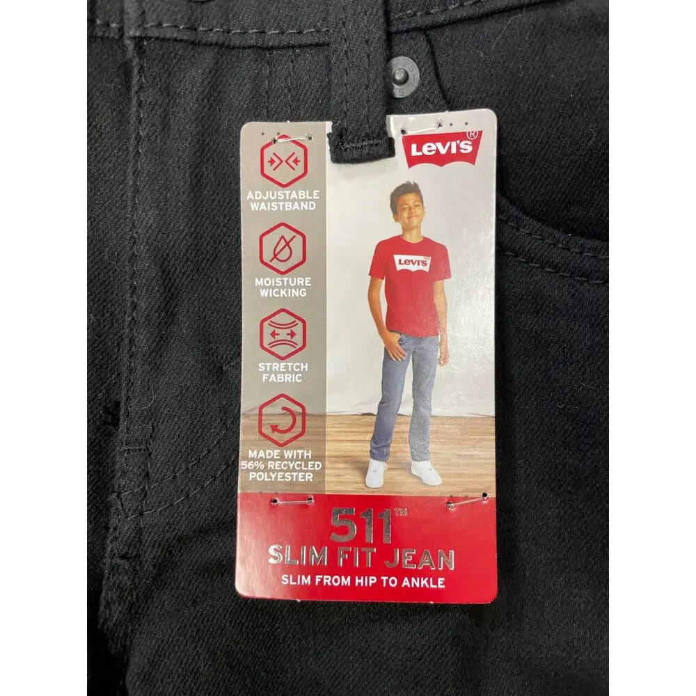 NEW Levi's 511 Slim Fit Straight Leg Black Denim Jeans Size 12 Reg /‎ 26W X 27L